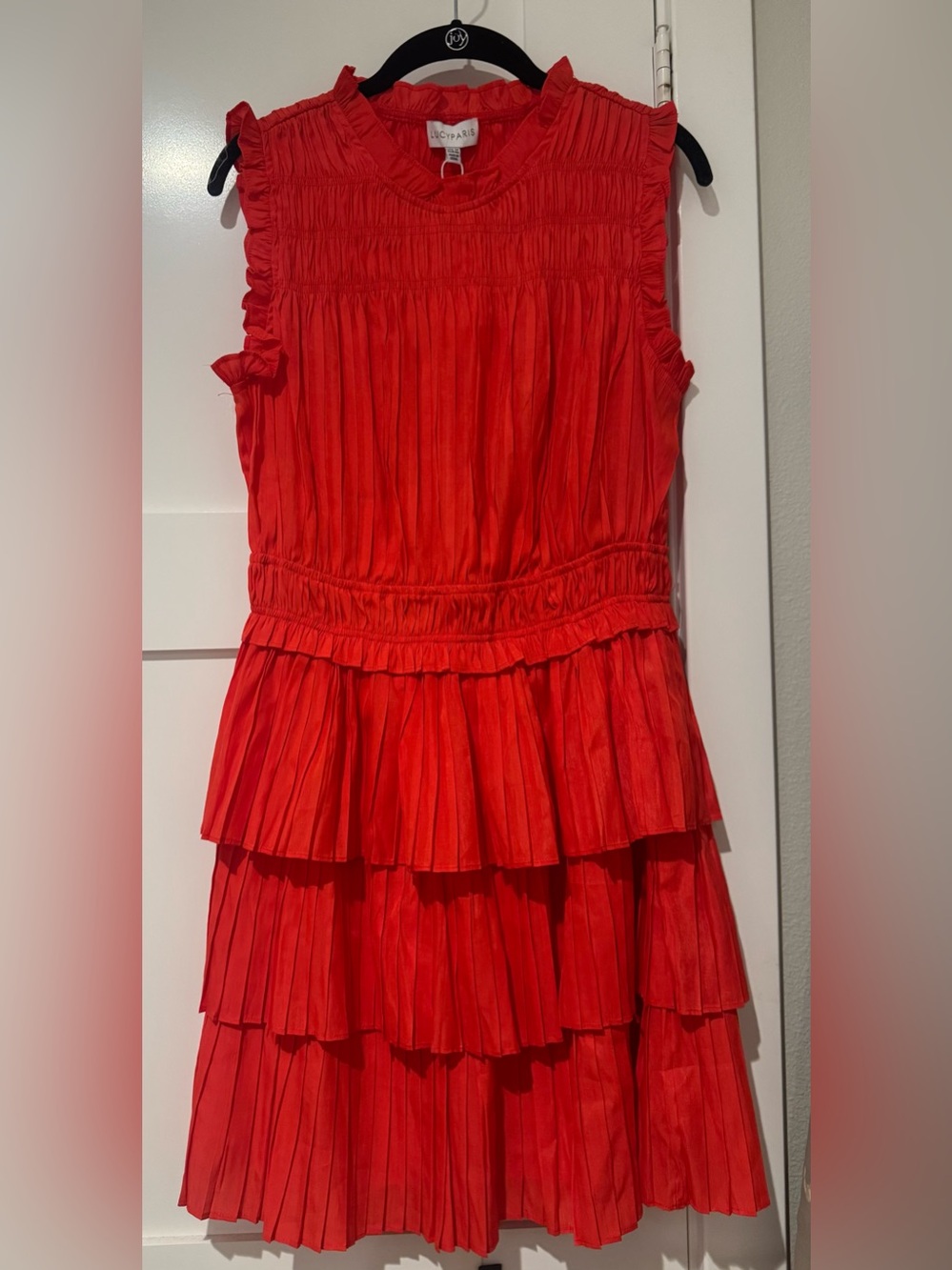 NWT Lucy Paris Pleated Tiered Mini Dress Womens Red Medium